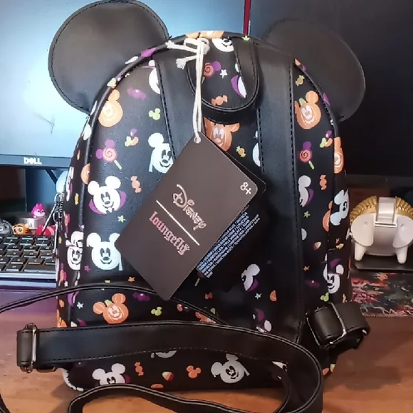 Loungefly Disney Halloween Mickey Backpack - Black, Orange, White - Picture 5 of 8